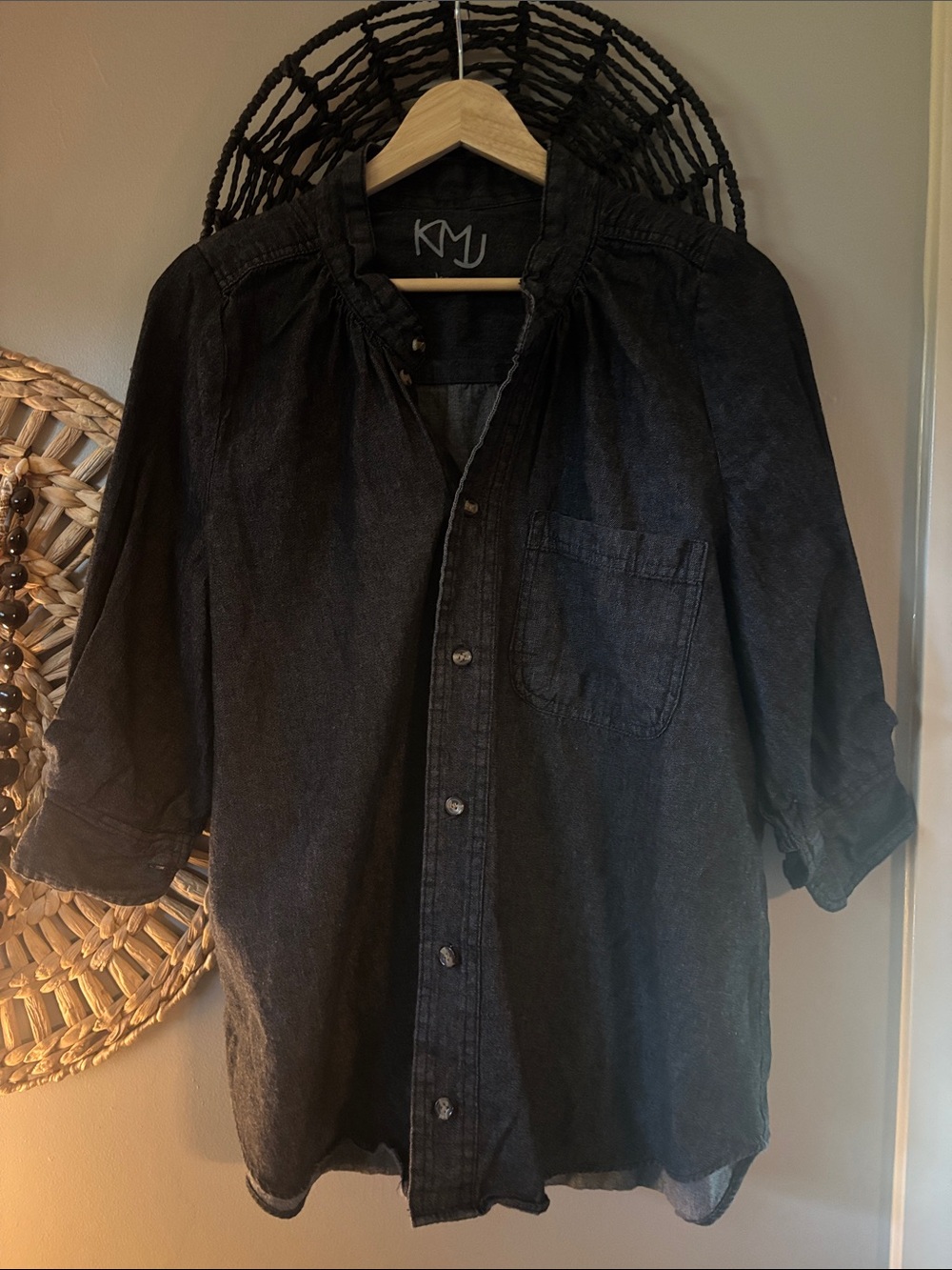 KMJ (Kate McHale Jensen) Black Denim Button-Up Shirt